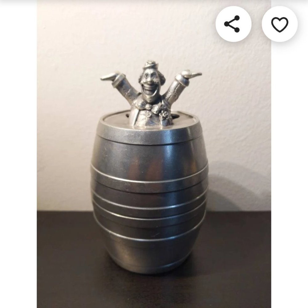 Royal Selangor, BNIB, Pewter Clown Barrel Coin Bank
